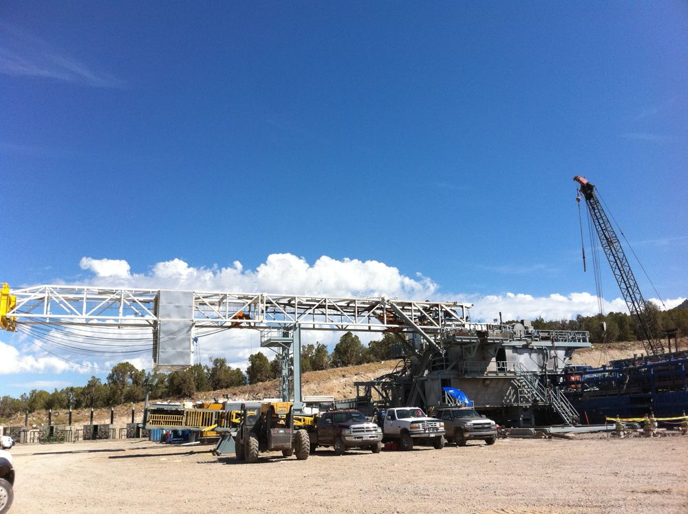 Structural steel erection with crane
